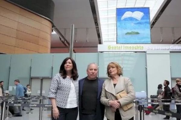 Paul Simon, un des donateurs qui ont permis à un atelier de Felletin de fabriquer lla tapisserie géante exposée à Dublin en l'honneur du poète irlandais Seamus Heaney