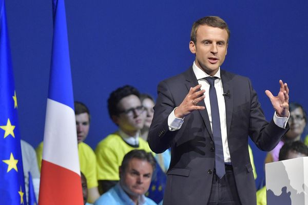 Emmanuel Macron lors de son meeting à Nantes, mercredi 18 avril en soirée 