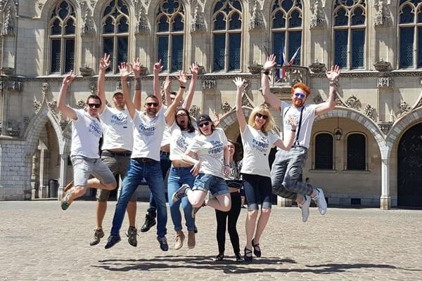 Des membres du collectif #Blogueurs des Hauts-de-France pendant le Maine Square Festival d'Arras en juillet dernier. 