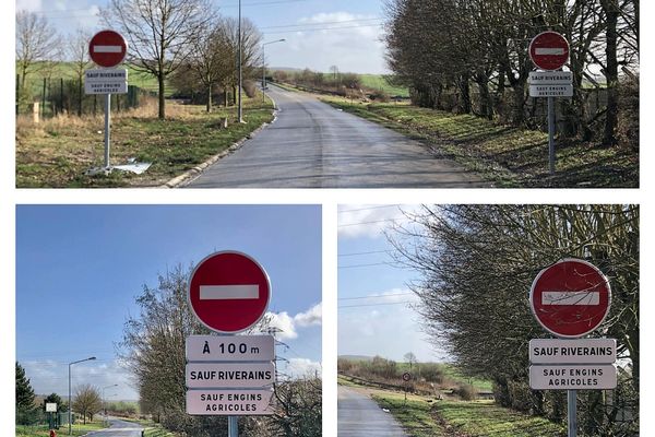 Jusqu'à la fin des travaux, entrer dans Cernay-les-Reims est interdit par cette route.