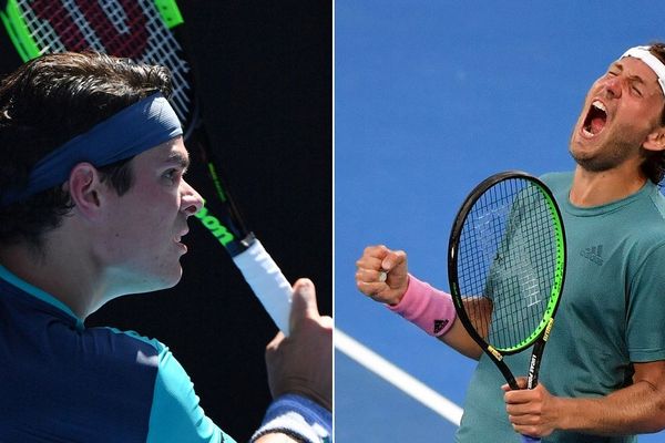 Lucas Pouille (à droite) affronte mercredi Milos Raonic en quart de finale de l'Open d'Australie.