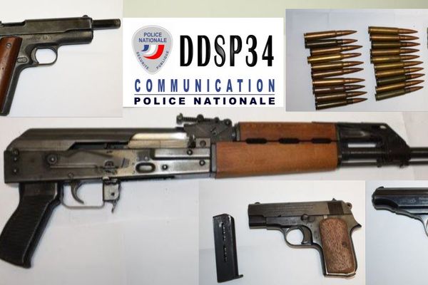 Montpellier - Des armes de guerre ont été saisies par la police. 5 octobre 2021.