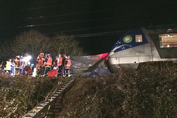 En février 2017, à Quédillac, une voiture percute un TER. Les pompiers ont du désincarcérer les deux corps de la voiture.