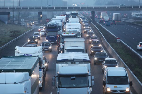 Opération escargot sur l'A1 le 22 janvier dernier. 