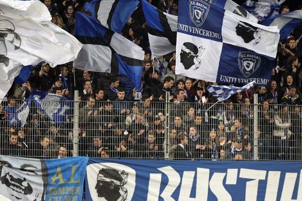 Supporteurs du SCB au stade Armand Cesari, lors de la rencontre  Bastia (SCB) vs Bordeaux (FCGB), le 18 janvier 2014  