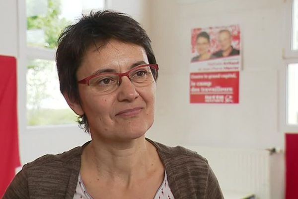 Nathalie Arthaud, le dimanche 28 avril à Auxerre.