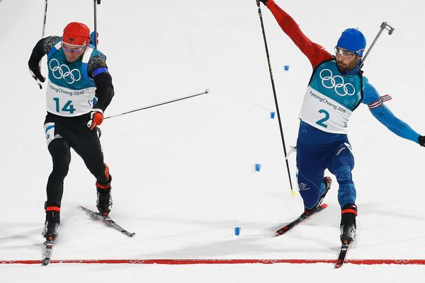 Martin Fourcade s'impose à la photo finish en mass start ! 18 février 2018.