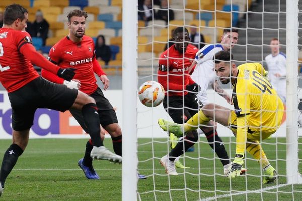 La gardien rennais, Tomas Koubek a encaissé trois buts sur la pelouse du Dynamo de Kiev.