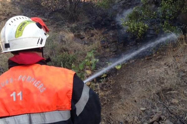 Les pompiers luttent depuis jeudi soir pour arrêter l'incendie à Cerbère dans les Pyrénées-Orientales. 18 septembre 2015.