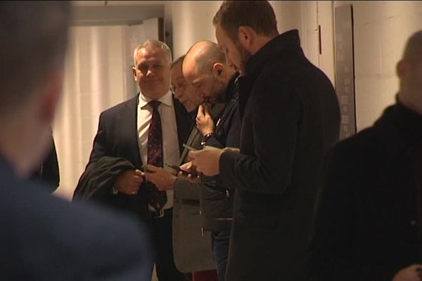 Michel Seydoux et Gérard Lopez dans les couloirs du Stade Pierre-Mauroy le 18 novembre dernier.