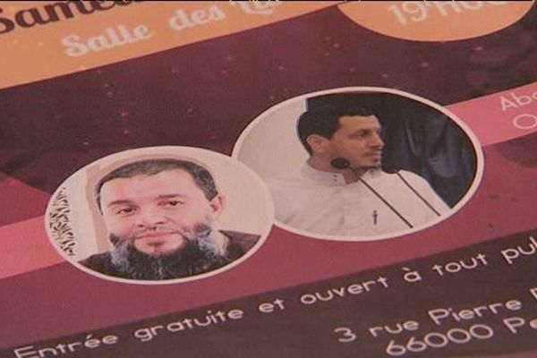 A Perpignan, l'affiche présentant les deux conférenciers musulmans, soupçonnés d'être des prédicateurs radicaux 