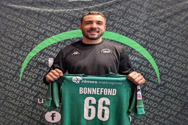 Le handballeur Baptiste Bonnefond, nouvelle recrue de l'Usam Nîmes en provenance de Brest en Biélorussie - 21 mars 2022.