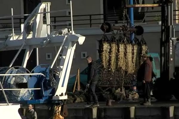 Port-en-Bessin, ce vendredi 15 février 2013, les marins-pêcheurs remballent leurs dragues, c'est la fin de la campagne de pêche à la coquille Saint-Jacques en Baie de Seine