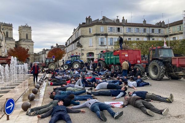 Les agriculteurs s'agglutinent entre place de la Libération à Auch (Gers).