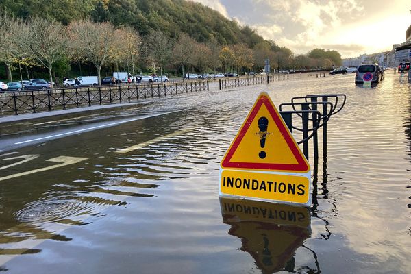 Les quais de l'Odet inondés à Quimper (photo d'illustration)