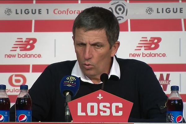 Thierry Laurey, l’entraîneur du RCSA répond aux questions d'après-match