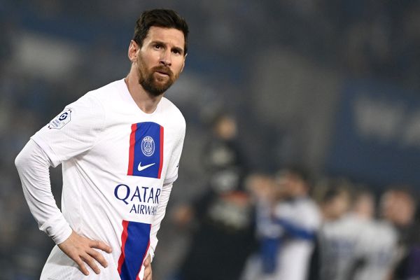 Lionel Messi lors du match Strasbourg-PSG samedi 27 mai 2023 au Stade de la Meinau.