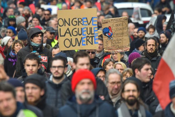 Manifestation contre le projet de réforme des retraites, le 11 janvier 2020 à Nantes