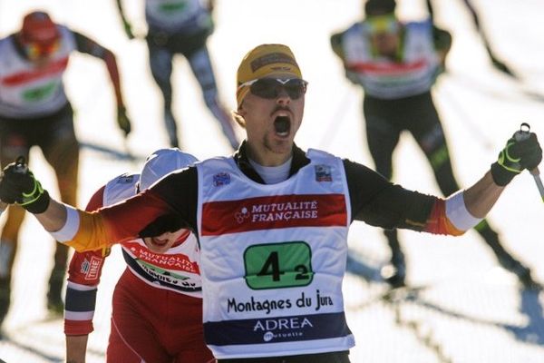 Fabian Riessle, à l'arrivée de la course de ski de fond