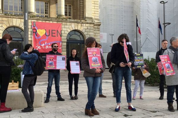 Rouen le 19 février 2019- Manifestation devant l'hôtel de ville pour demander l'interdiction des animaux dans les cirques