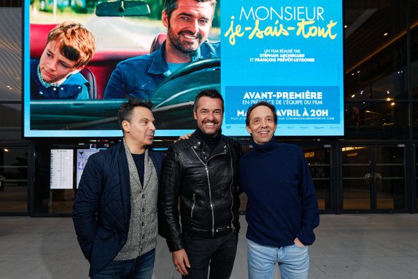 Stephan Archinard, Arnaud Ducret et François Prévôt-Leygonie lors de l'avant-première du film à La Valette-du-Var (83) le 3 avril 2018.