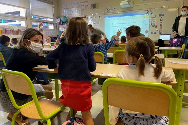 Rentrées scolaire mardi 1er septembre dans une école primaire en Gironde, département en haute vulnérabilité par rapport à la circulation du Covid-19.