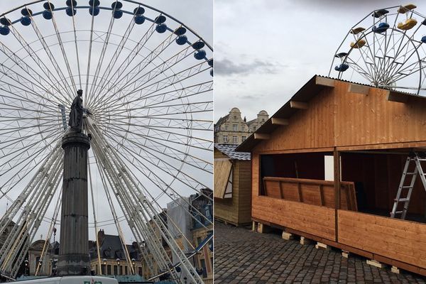 La Grand'Roue est déjà prête à Lille tandis que le marché de Noël s'installe à Arras.