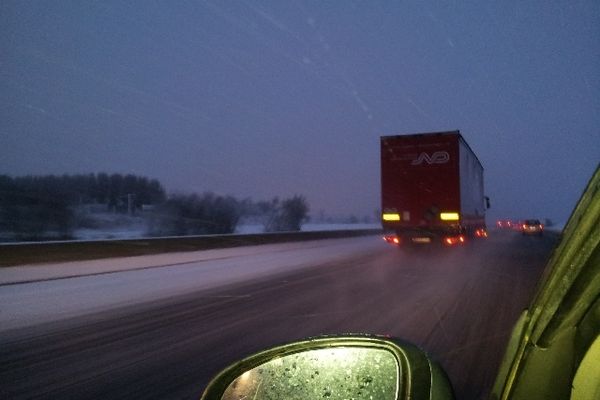 L'A1 sour la neige tôt ce matin