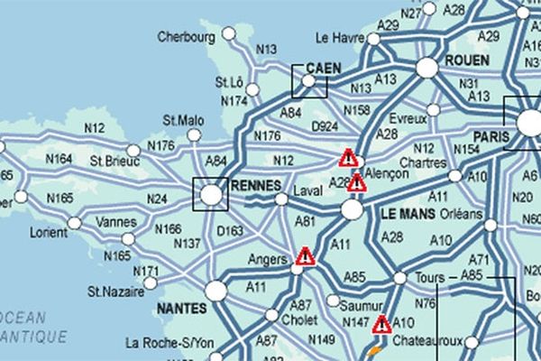 la carte du trafic sur Bison Futé