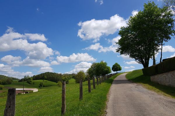 Un sentier de marche à Bourbonne-les-Bains, une ville thermale.