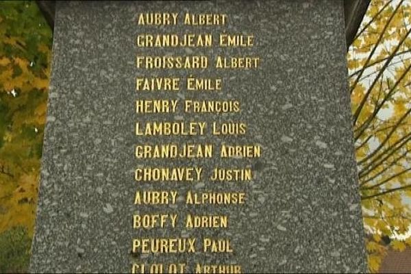 13 noms de soldats sur le monument aux morts de la commune. Pas celui d'Alexandre Jeudy.