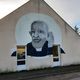 Une fresque à l'image de l'abbé Pierre, à la communauté Emmaüs de Pontigny-sur-Yonne