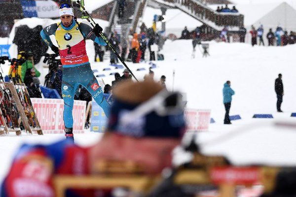 Le catalan Martin Fourcade sur la Poursuite du Grand-Bornand pour la coupe du monde de biathlon - 16 décembre 2017