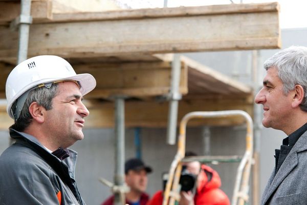 Photo d'archive: Hervé Morin sur un chantier en 2013