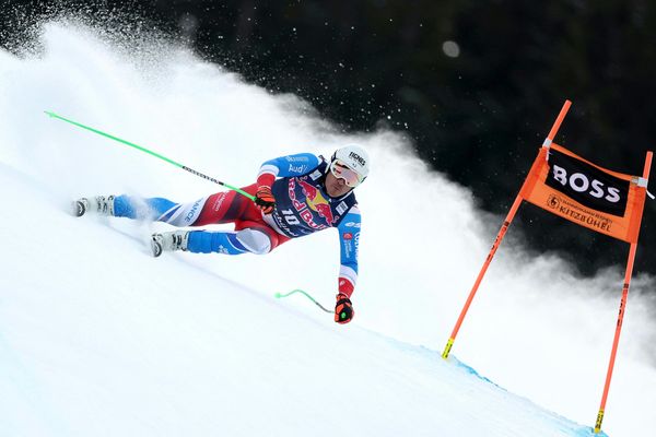 Johan Clarey lors d'un entraînement à Kitzbühel (Allemagne), ce mardi 17 janvier.