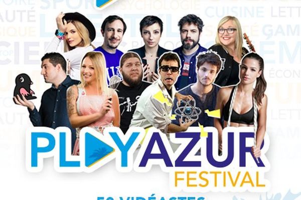 L'affiche du Play Azur Festival sur laquelle on peut voir une partie des vidéastes invités.