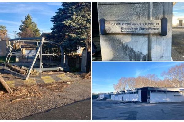 Nîmes - les locaux des Douanes incendiés vendredi soir - 27 janvier 2024.