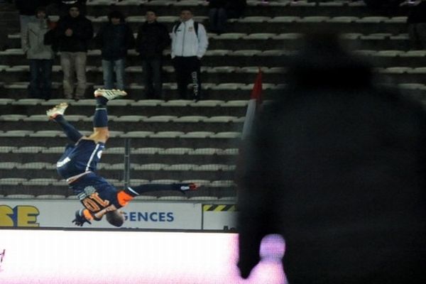 Annecy (Haute-Savoie) - Younès Belhanda renversant durant le match de L1 contre Evian/Thonon. Il marque le but de la victoire à la 80e - 23 février 2013.