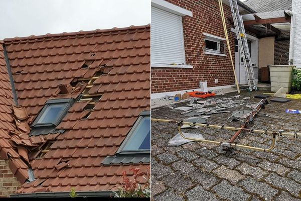 Des habitations endommagées mercredi soir à Cauroir, près de Cambrai.