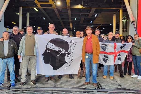 Une quarantaine de personnes ont bloqué symboliquement un ferry dans le port de Propriano, ce mardi 23 janvier.