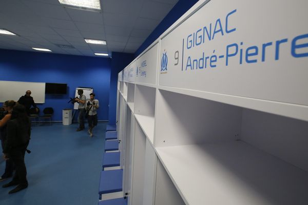 Les vestiaires des joueurs de l'OM