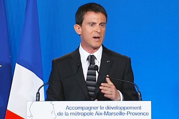 Manuel Valls lors de son allocuion à Marseille ce vendredi.