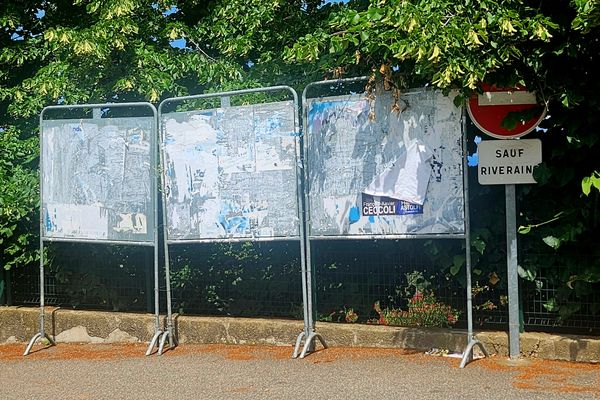 Preuve de la précipitation dans laquelle se déroulent ces législatives, la plupart des panneaux d'affichage des mairies, comme ici à Venzolasca, cherchent encore leurs affiches de campagne...