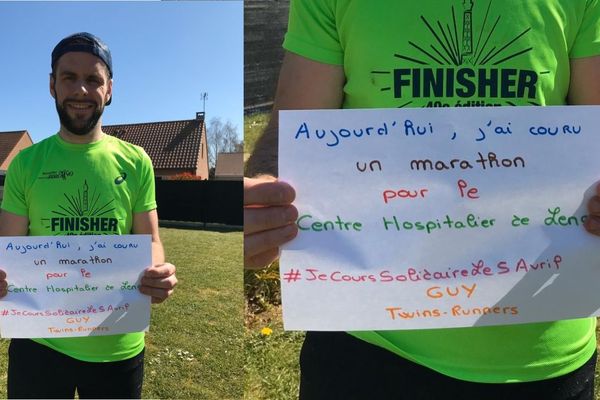 David et Guy ont couru leur marathon en 5h30 chacun ce matin. 