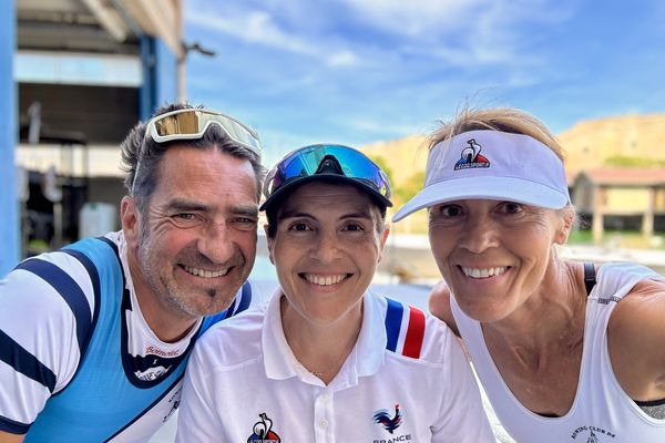 Nathalie Simon, Nathalie Benoit et Pierre Mastalski, qui a traversé l'océan Atlantique à la rame.