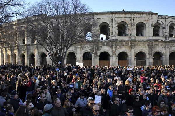 Le 11 janvier 2015, à Nîmes, ils sont près de 50.000 dans les rues pour "Charlie".  