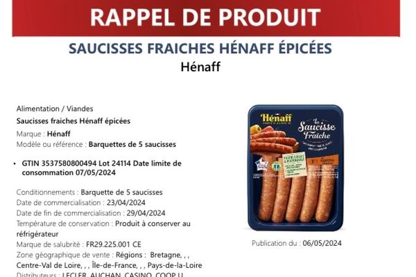 Une mesure de rappel pour des saucisses Hénaff qui contiendraient des bouts de métal.