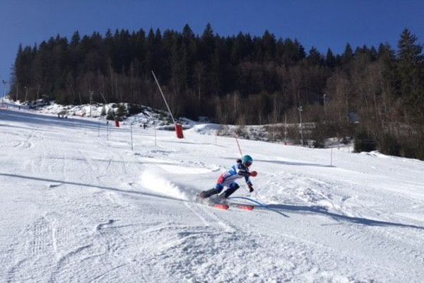 Marie Bochet à l'entraînement à Morzine, le 20 février 2018