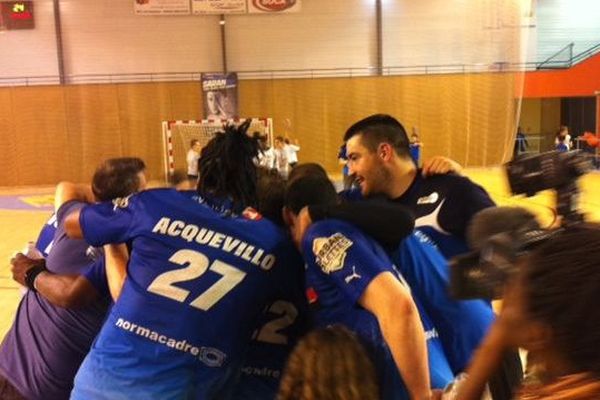 la joie des Handballeurs de Saran, premiers en championnat (après leur match face à Saint Ouen en avril 2015)