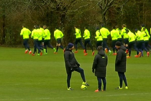 Les canaris à l’entraînement ce samedi matin 